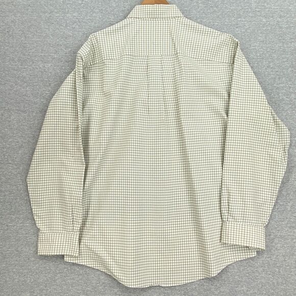 Croft & Barrow Shirt Mens 16 White Tan Check Button Up Wrinkle Free Long Sleeve - Picture 4 of 12